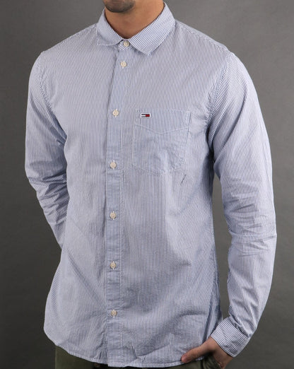 Tommy Hilfiger Seersucker-Streifenhemd Blau/Weiß