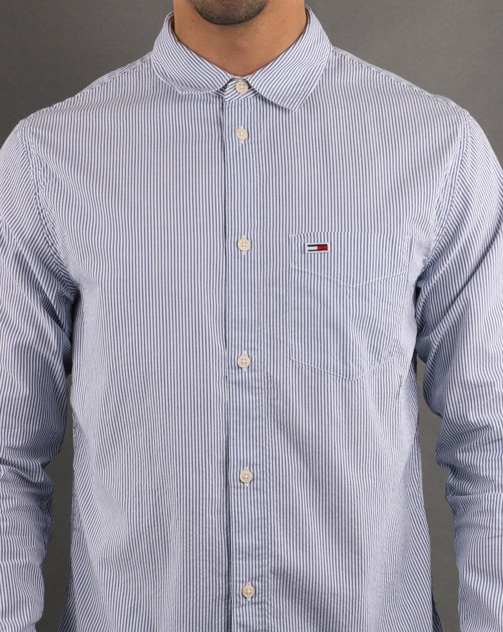 Tommy Hilfiger Seersucker-Streifenhemd Blau/Weiß