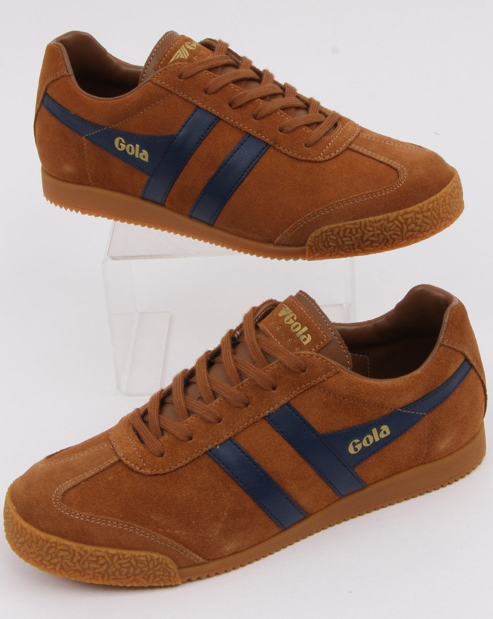 Gola Harrier Suede Trainer Caramel/navy