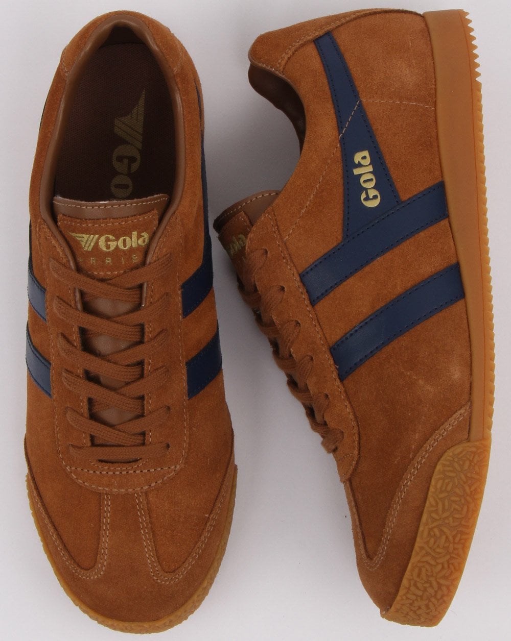 Gola Harrier Wildleder-Sneaker Karamell/Marineblau