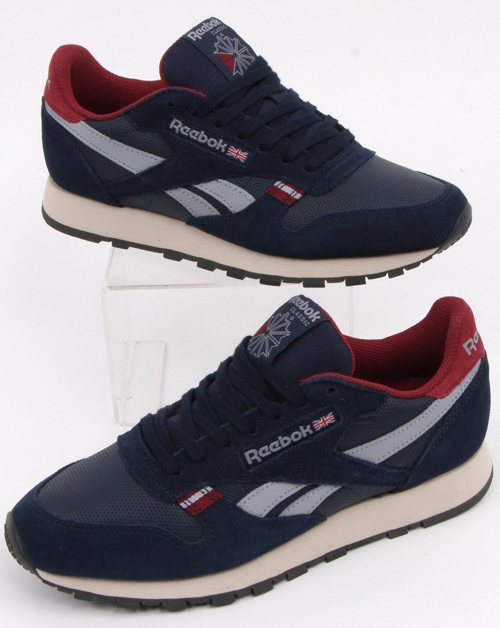 Reebok Classic Leather Trainers Navy/red