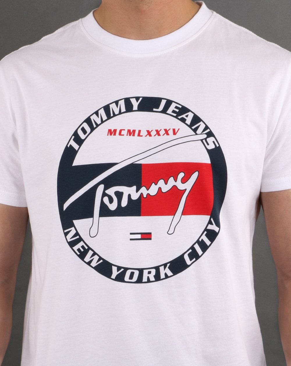 Tommy Hilfiger – T-Shirt mit Kreisgrafik, klassisches Weiß