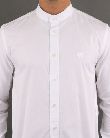 Pretty Green Slim Fit Kragenloses Hemd Weiß
