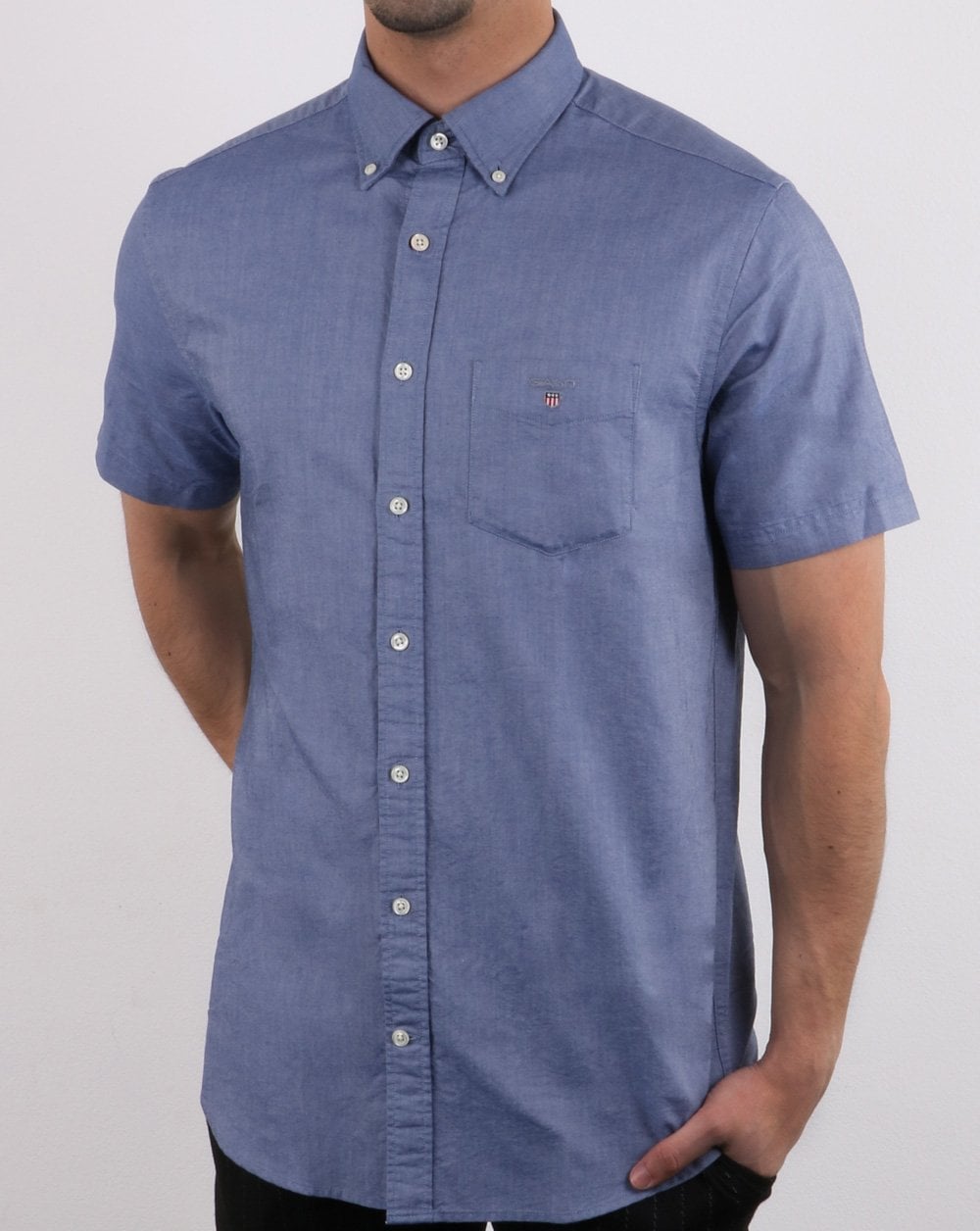 Gant The Oxford Shirt Reg Kurzarmhemd Persian Blue