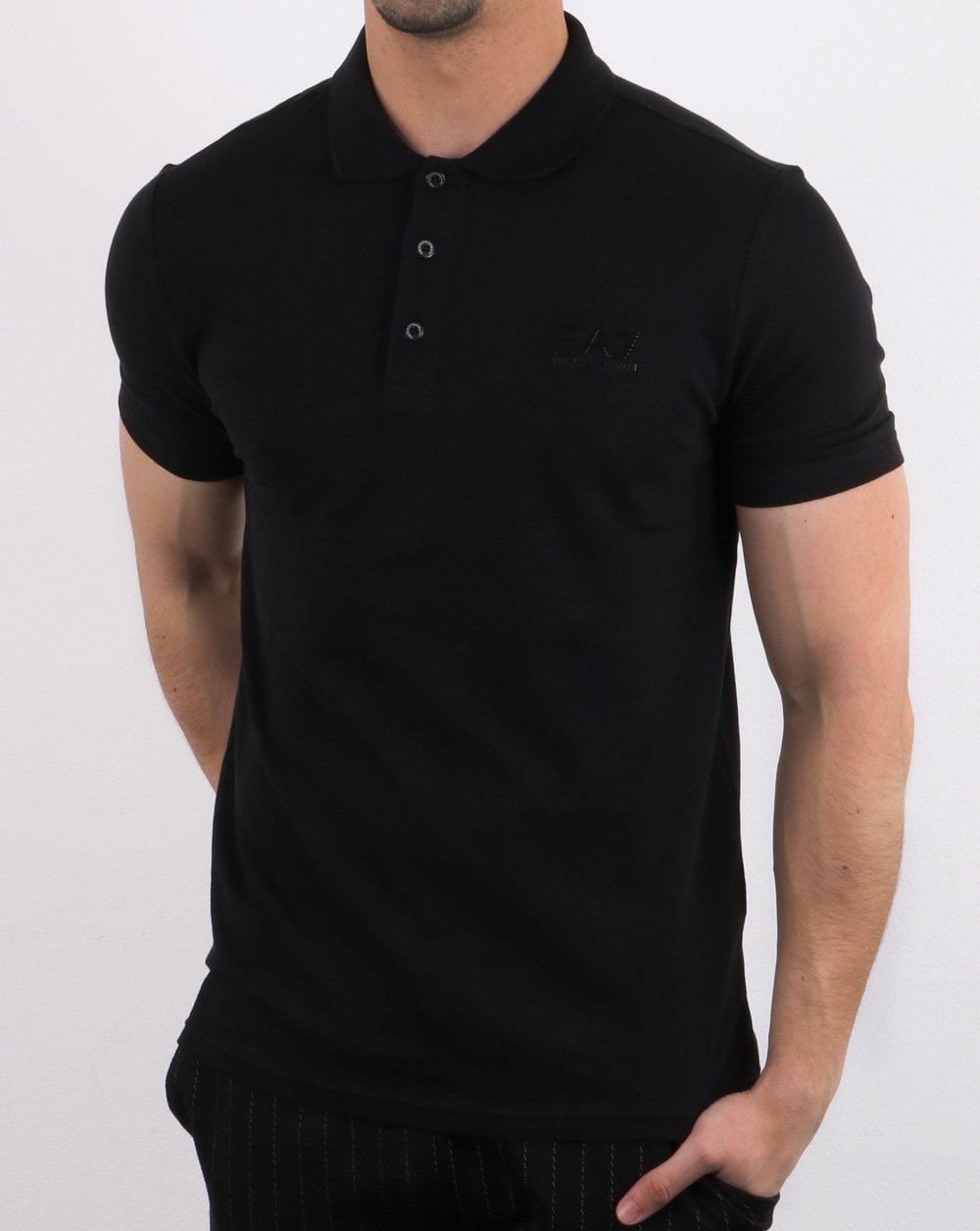 Emporio Armani EA7 Core Logo Pique Polo Shirt Black