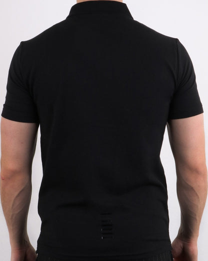 Emporio Armani – EA7 – Schwarzes Piqué-Poloshirt mit Core-Logo