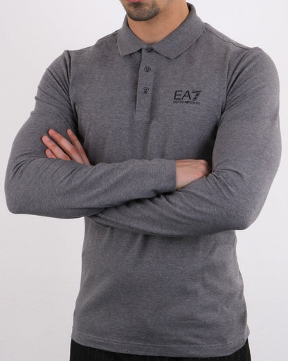Emporio Armani EA7 Langarm-Poloshirt Dunkelgrau
