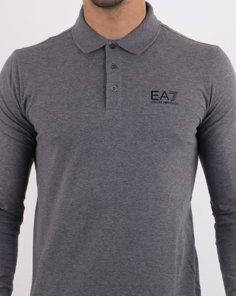 Emporio Armani EA7 Long Sleeve Polo Shirt Dark Grey