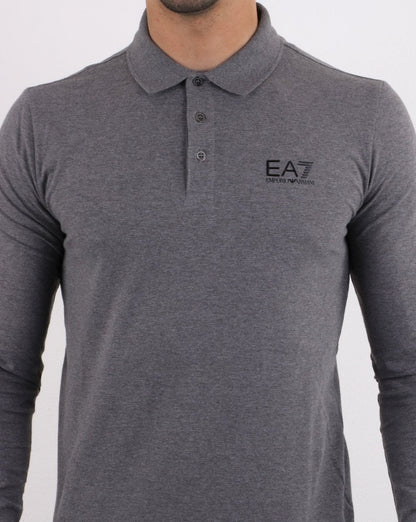 Emporio Armani EA7 Langarm-Poloshirt Dunkelgrau