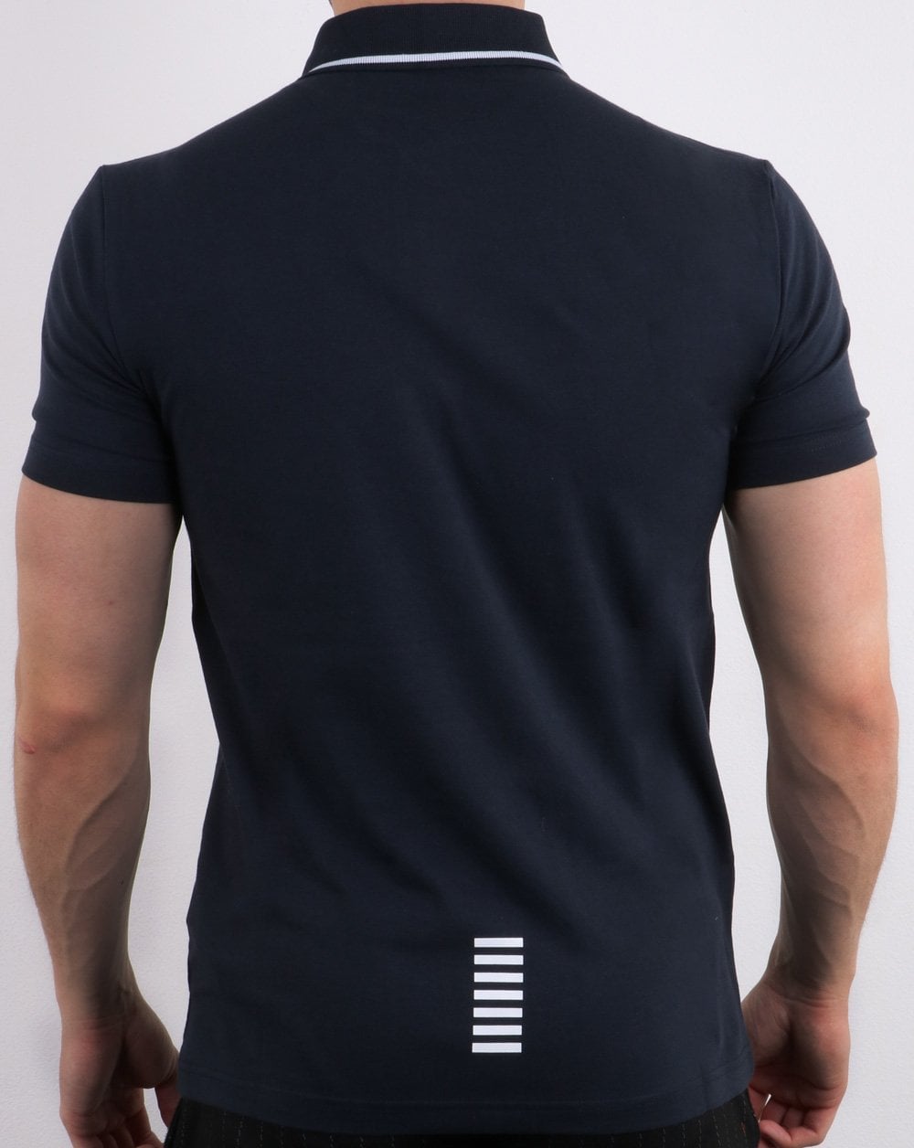 Emporio Armani – EA7 – Poloshirt mit Core-Logo und Zierstreifen in Marineblau