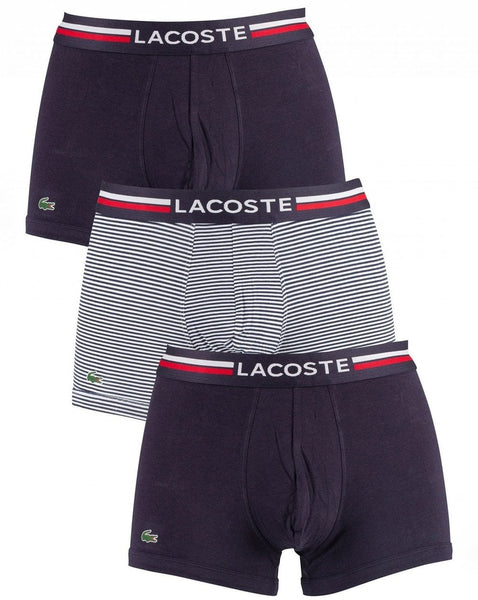 Lacoste Triple Pack Boxers Navy/Grey/stripe