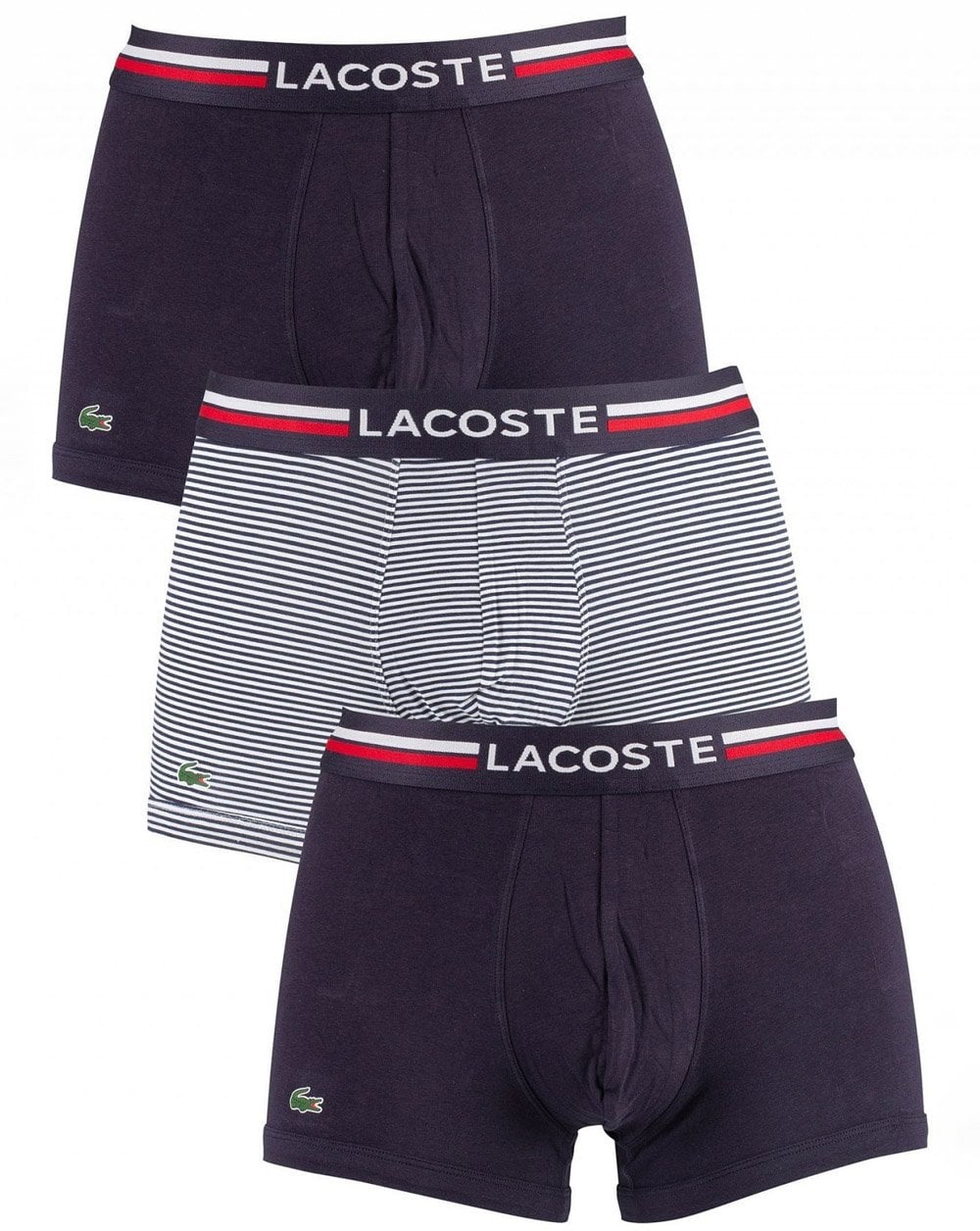 Lacoste – Dreierpack Boxershorts, Marineblau/Grau/Streifen