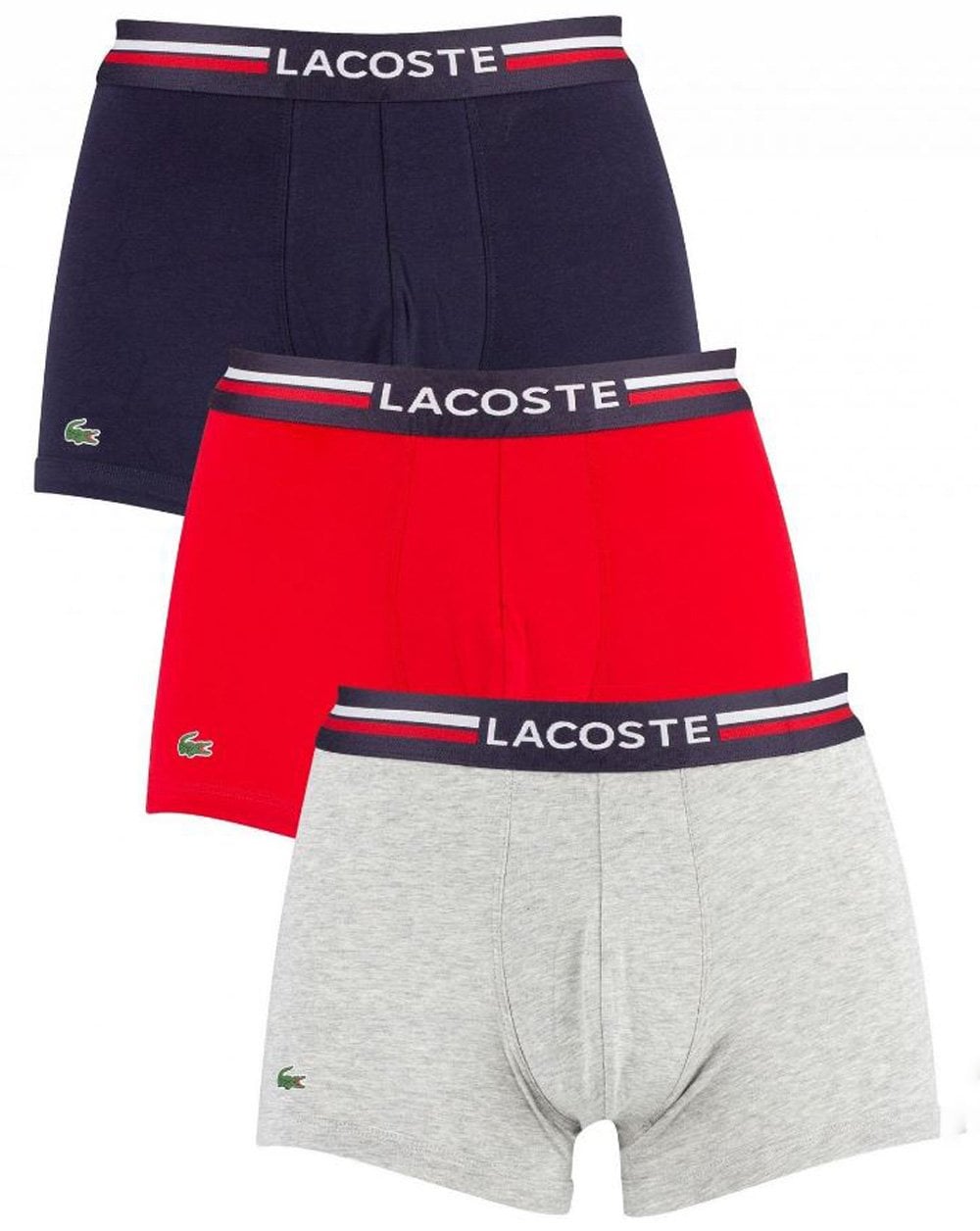 Lacoste – Dreierpack Boxershorts Marineblau/Grau/Rot
