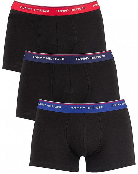 Tommy Hilfiger 3 Pack Boxers Black & Red/Blue Waistband