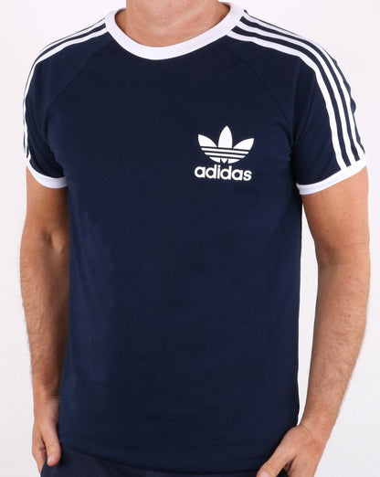 Adidas Originals – Retro-T-Shirt mit 3 Streifen, Marineblau