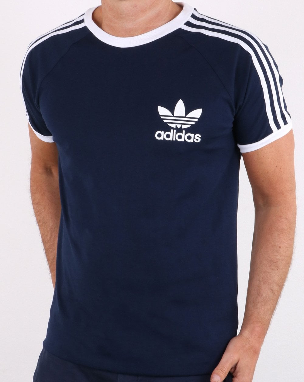 Adidas Originals – Retro-T-Shirt mit 3 Streifen, Marineblau
