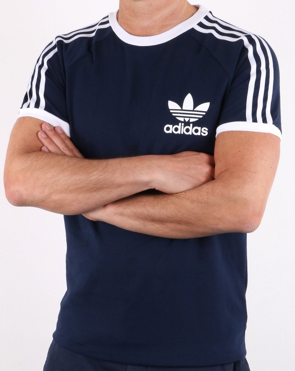 Adidas Originals – Retro-T-Shirt mit 3 Streifen, Marineblau