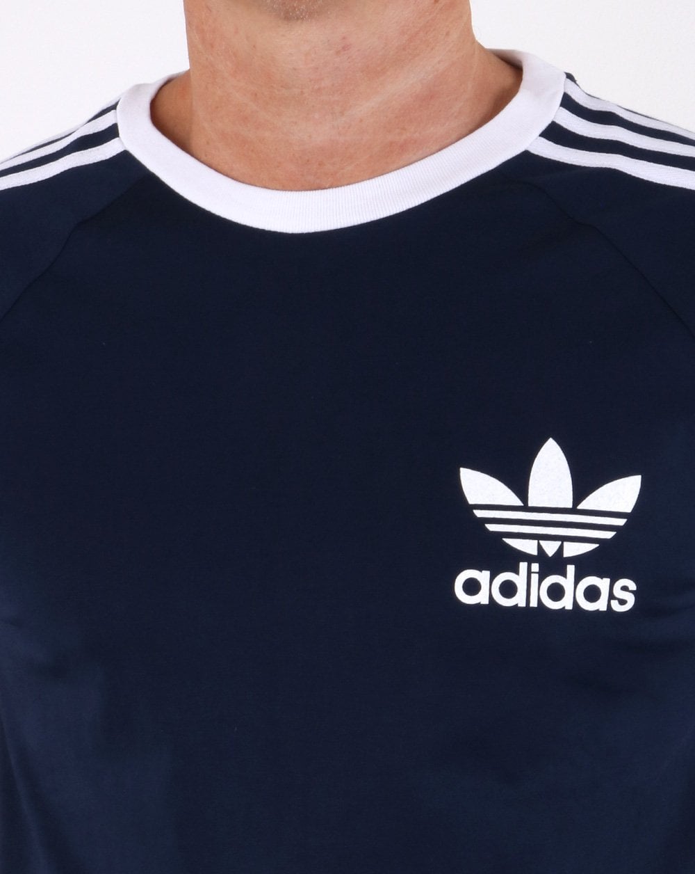 Adidas Originals – Retro-T-Shirt mit 3 Streifen, Marineblau