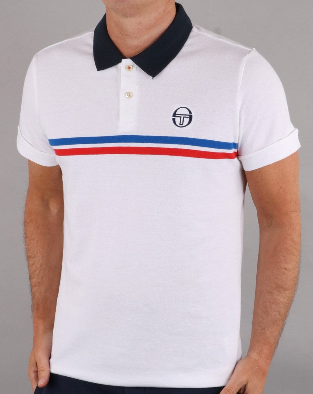 Sergio Tacchini Supermac Poloshirt Weiß/Royalblau/Rot