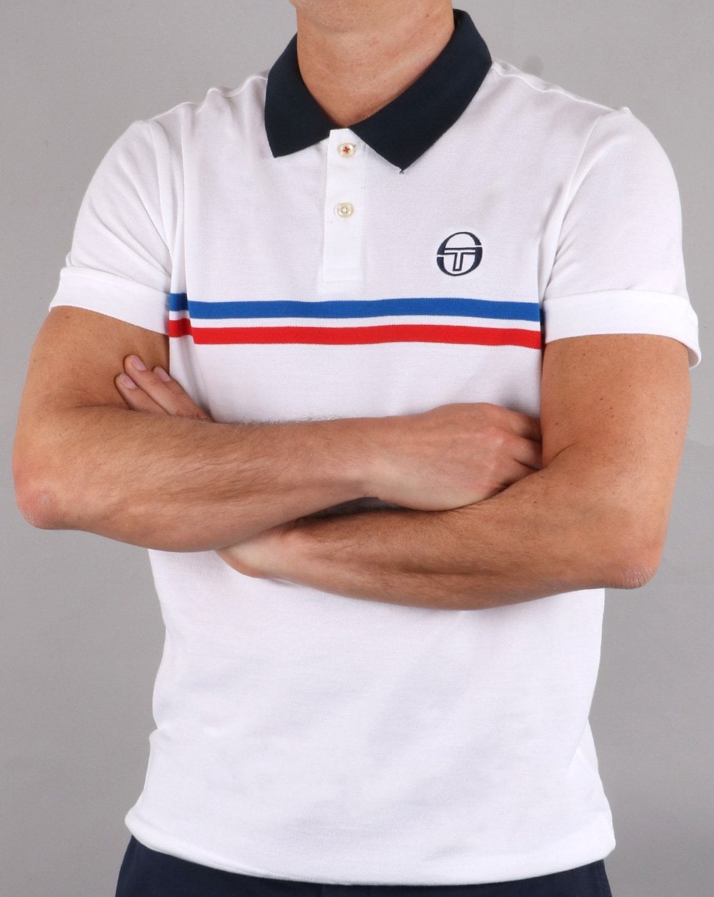 Sergio Tacchini Supermac Poloshirt Weiß/Royalblau/Rot