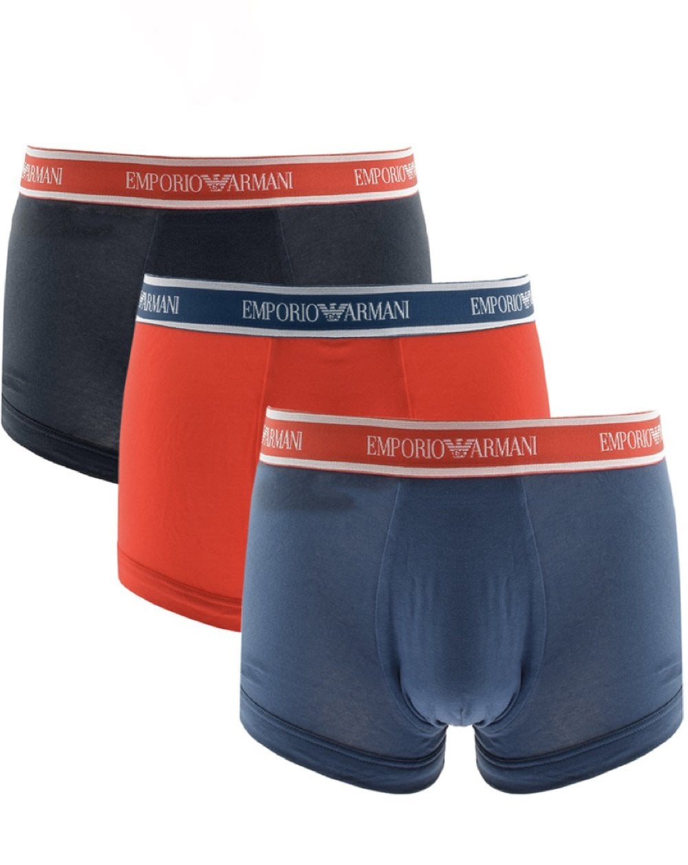 Emporio Armani 3er-Pack Boxershorts Kobalt/Rot/Marine