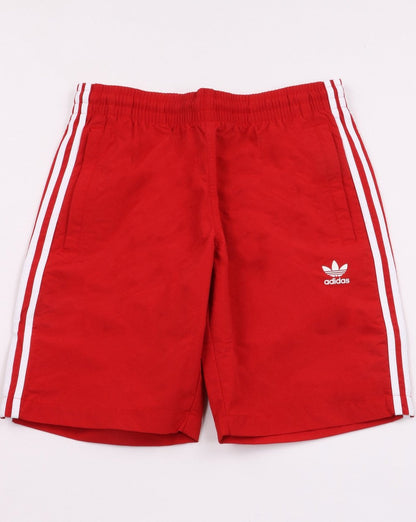 Adidas Originals – Badeshorts mit 3 Streifen in Power Red