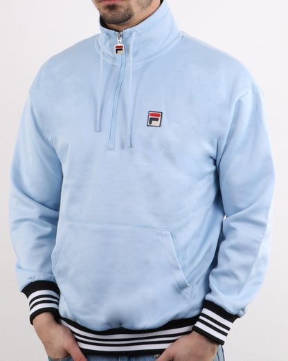 Fila Vintage Cole – Sweatshirt mit 1/2 Reißverschluss in weichem Himmelblau