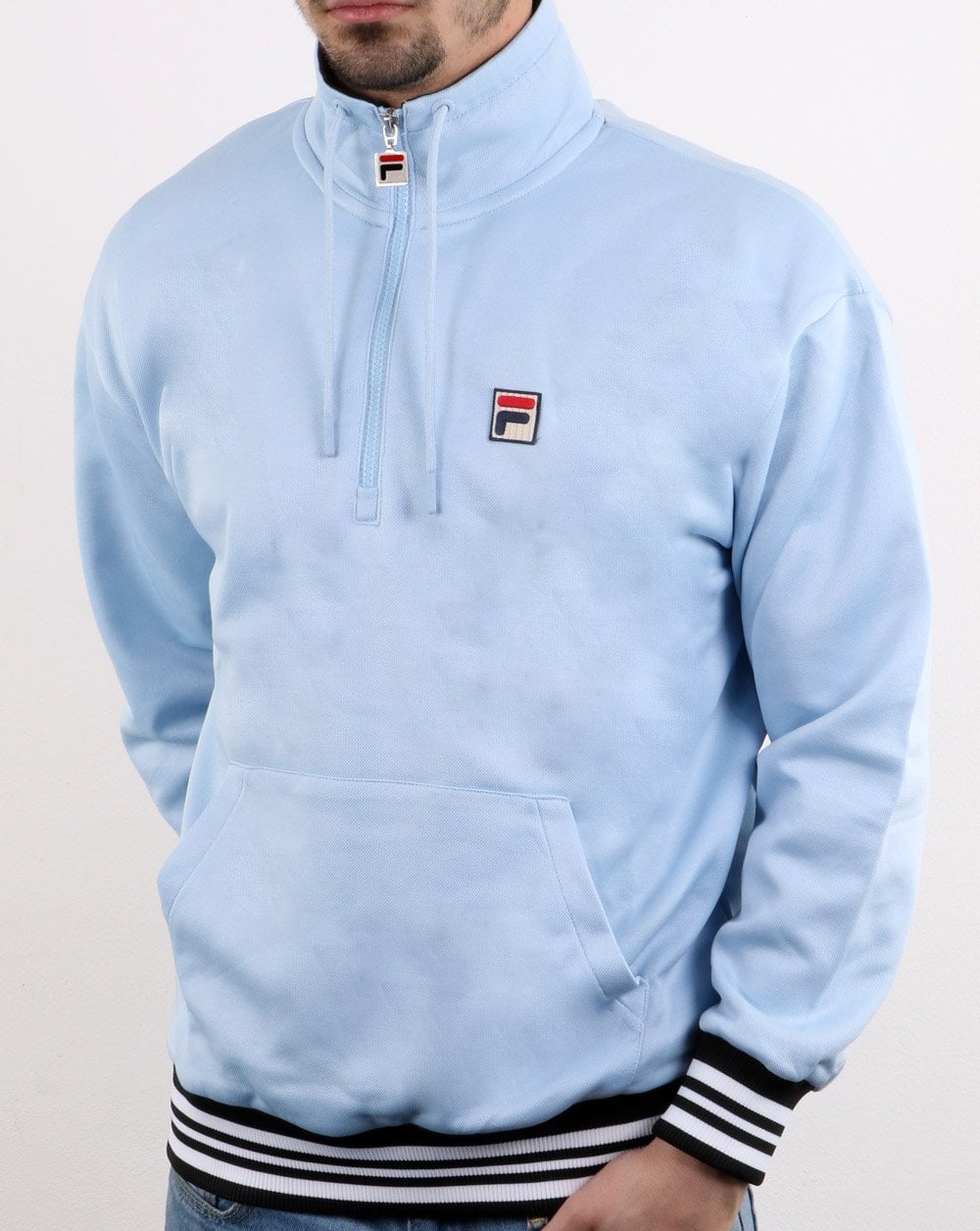 Fila Vintage Cole – Sweatshirt mit 1/2 Reißverschluss in weichem Himmelblau