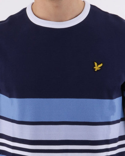 Lyle And Scott – Ringer-T-Shirt mit Piqué-Streifen in Marineblau