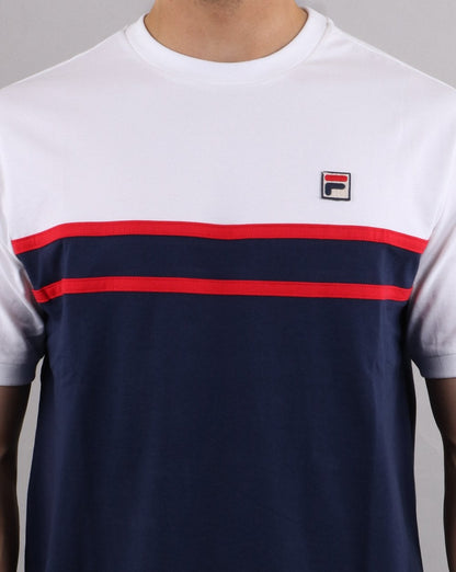 Fila Vintage Split gestreiftes T-Shirt Marineblau/Weiß/Rot