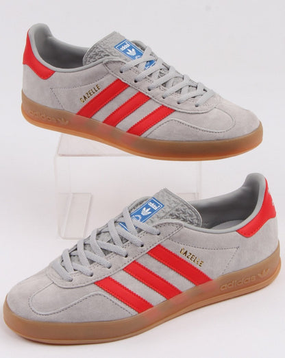 Adidas Gazelle Indoor-Sneaker Grau/Rot