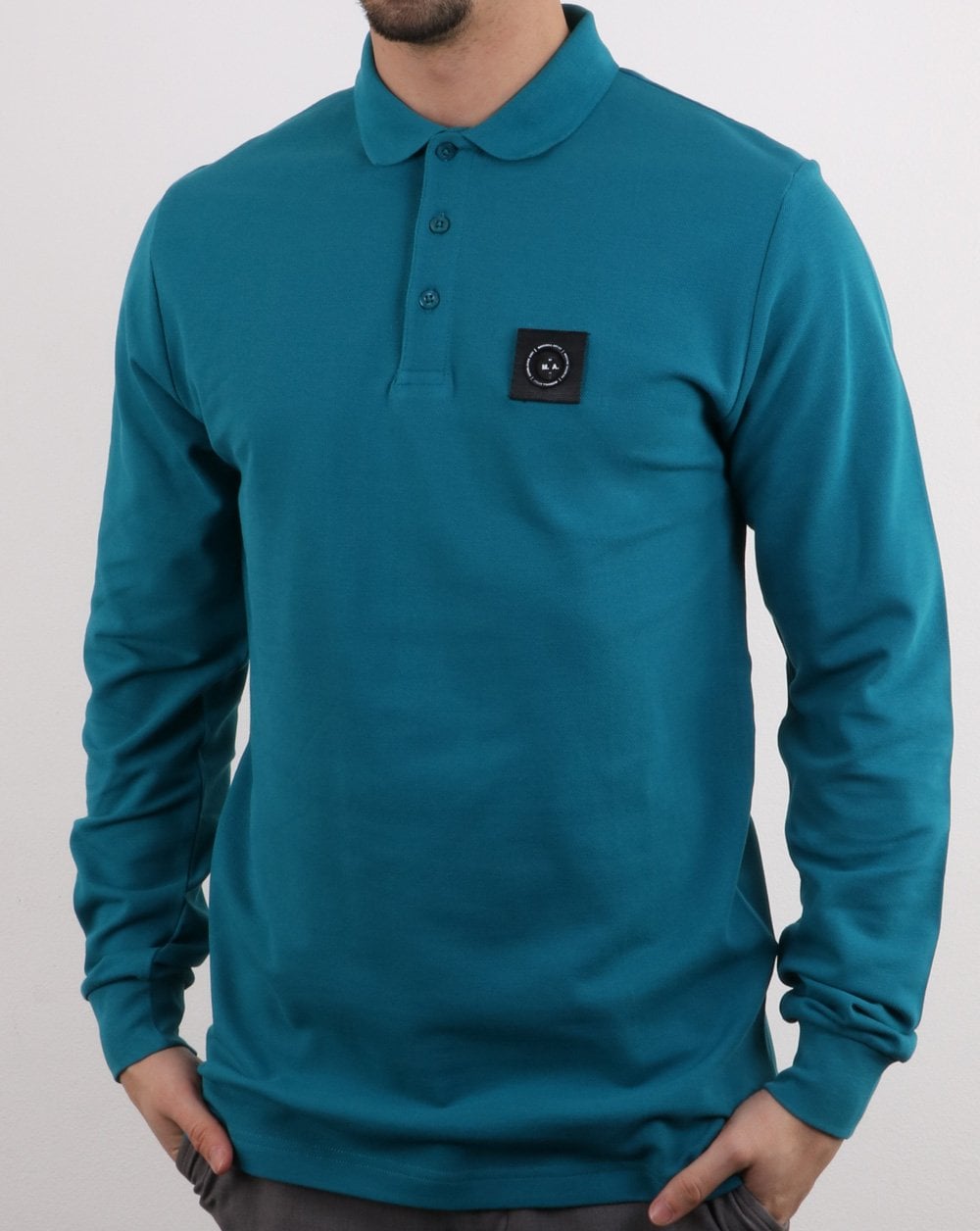 Marshall Artist Long Sleeve Polo Shirt Teal