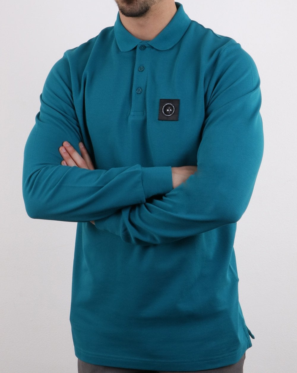 Marshall Artist Long Sleeve Polo Shirt Teal