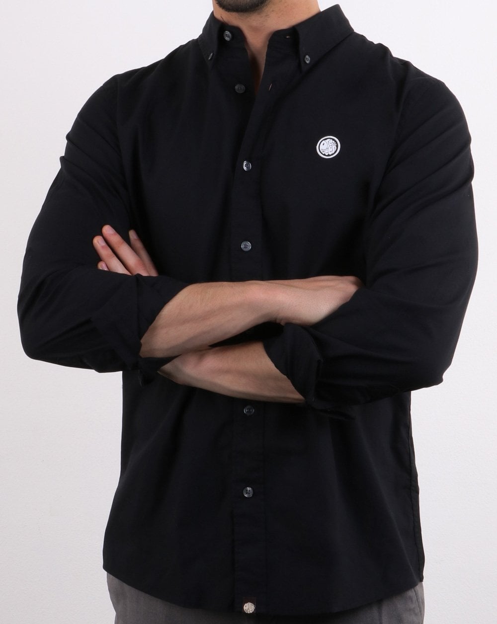 Pretty Green Oxford-Hemd im klassischen Schnitt, Schwarz