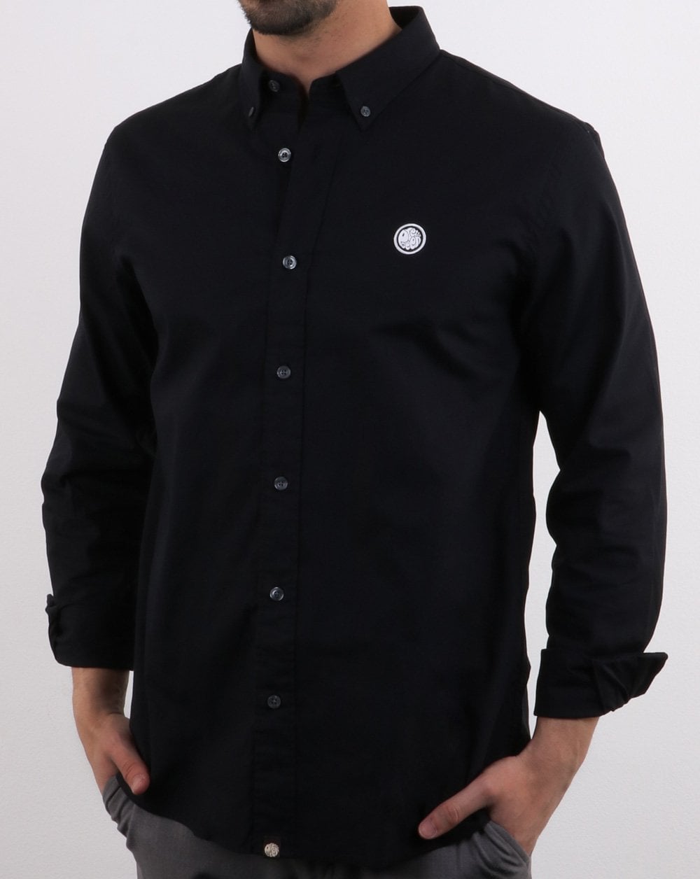 Pretty Green Oxford-Hemd im klassischen Schnitt, Schwarz
