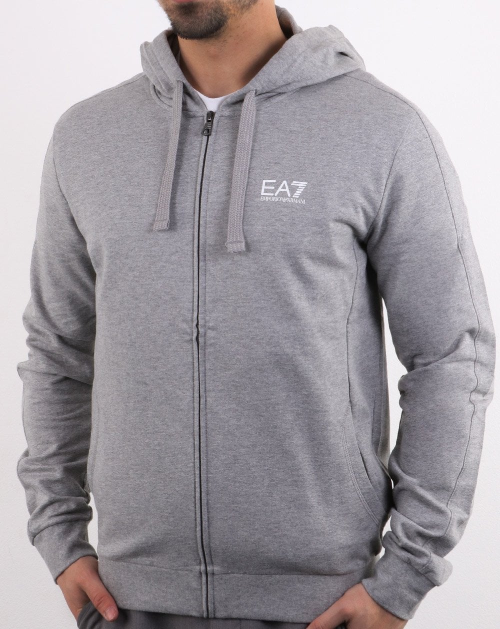 Emporio Armani EA7 Core Logo Zip Hooded Sweat Grey