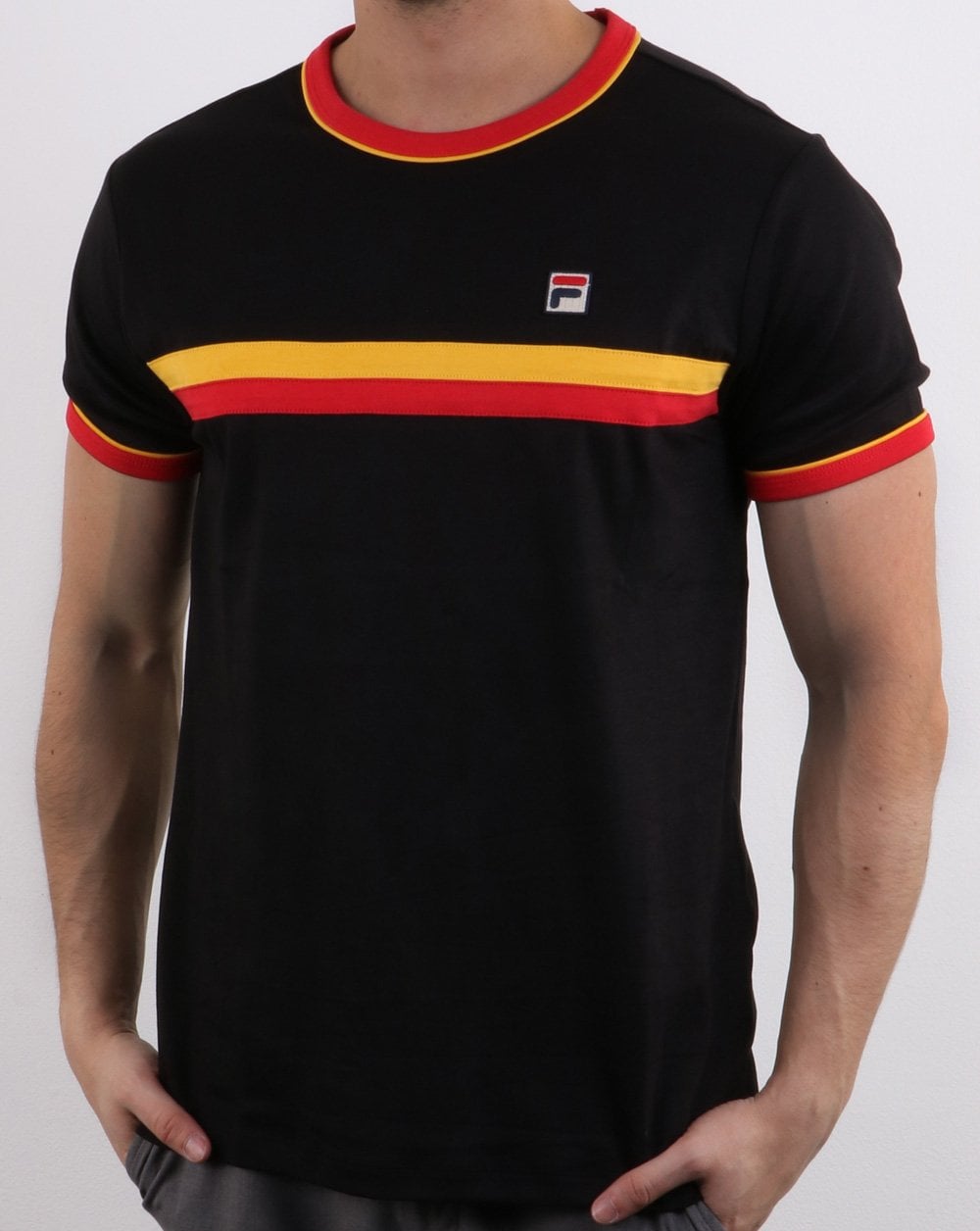 Fila Vintage Razee T-Shirt Schwarz/Rot/Gold