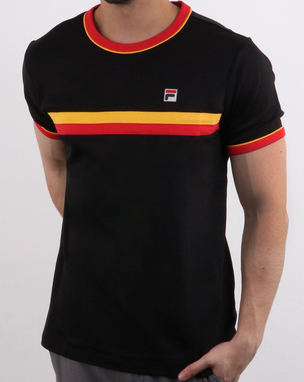 Fila Vintage Razee T-Shirt Schwarz/Rot/Gold