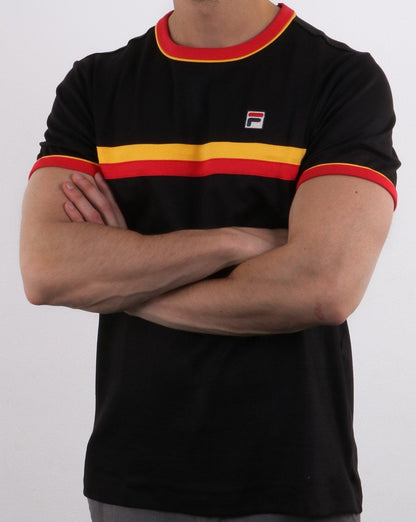 Fila Vintage Razee T-Shirt Schwarz/Rot/Gold
