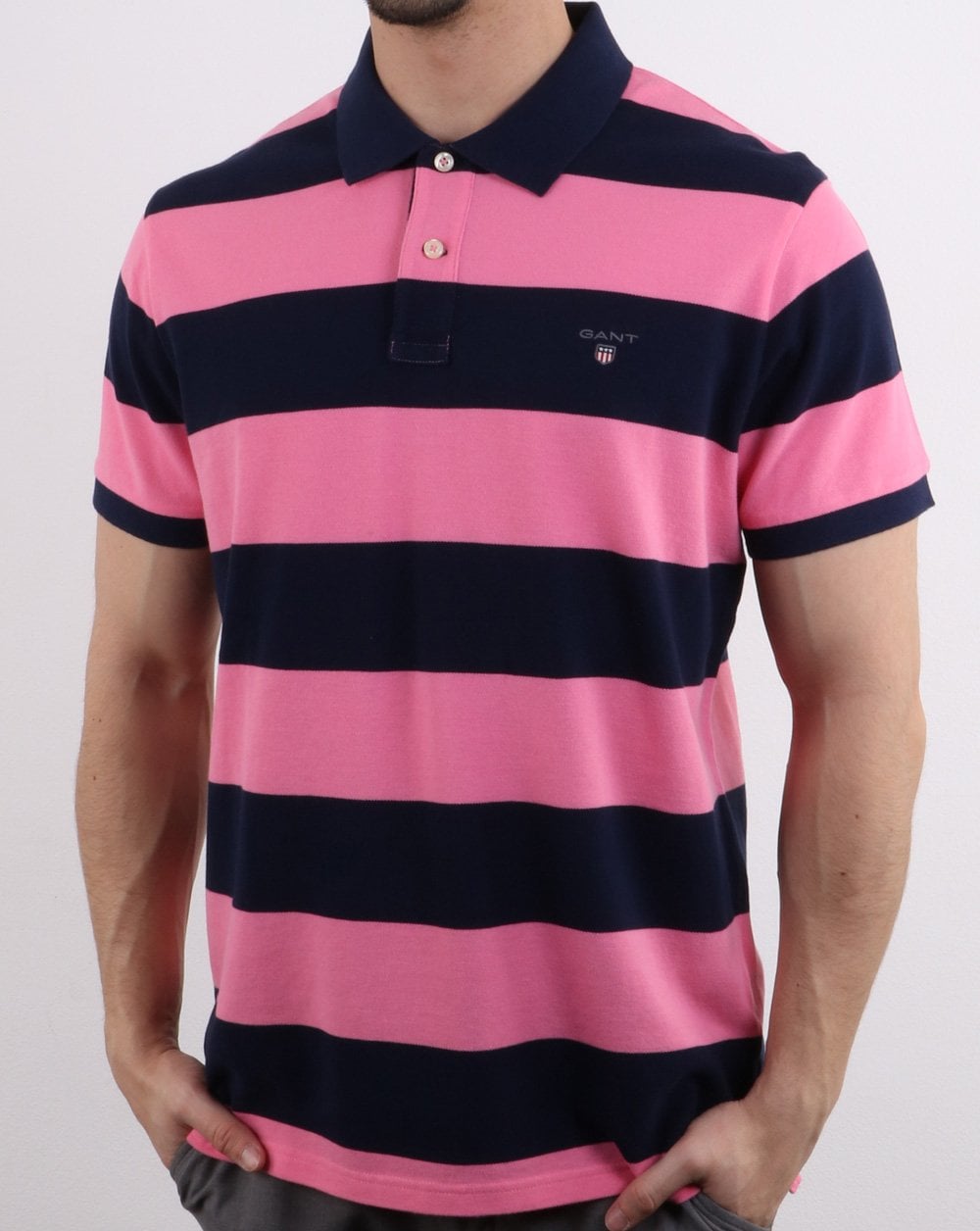 Gant Barstripe Pique Rugger Pink und Marine
