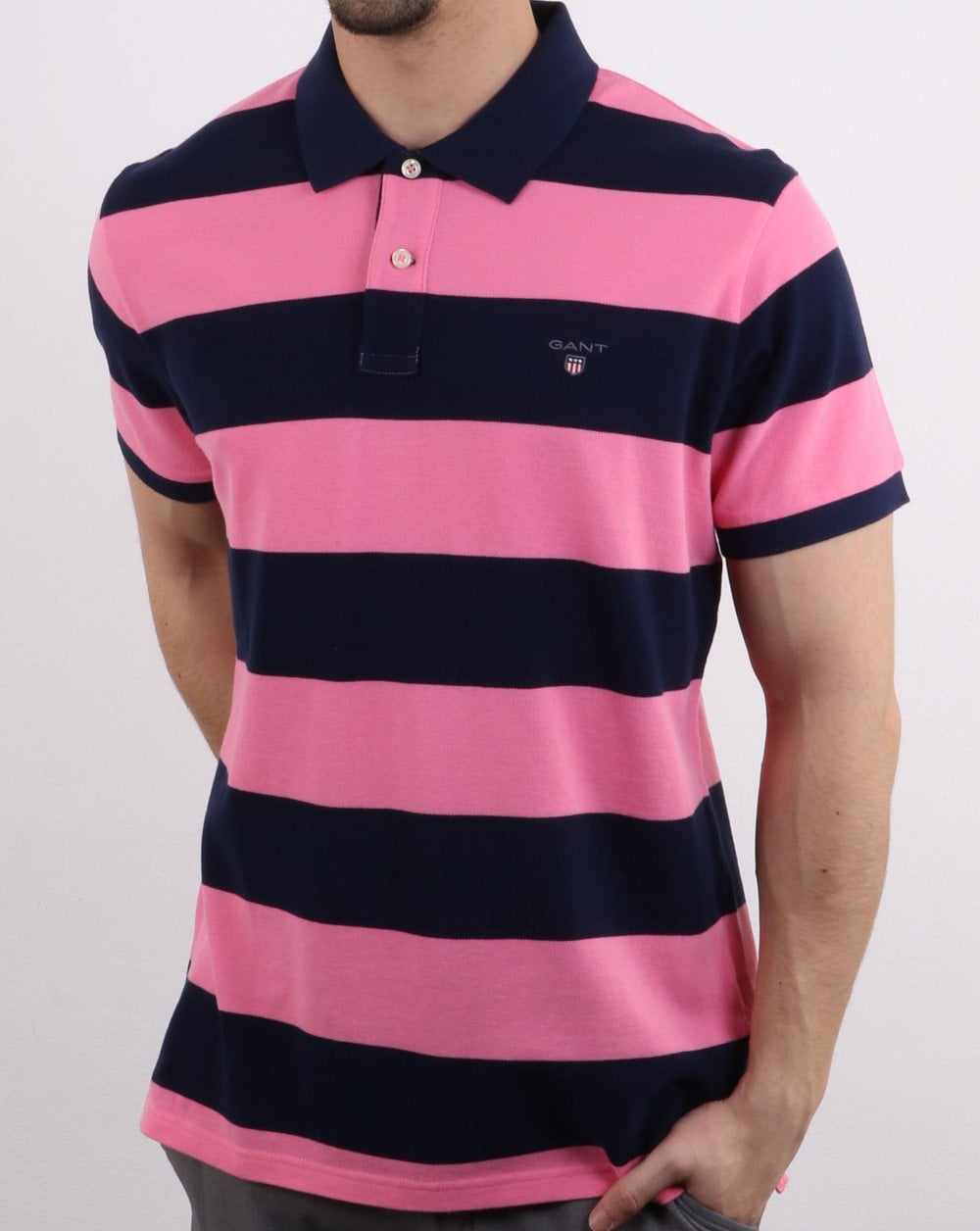 Gant Barstripe Pique Rugger Pink und Marine