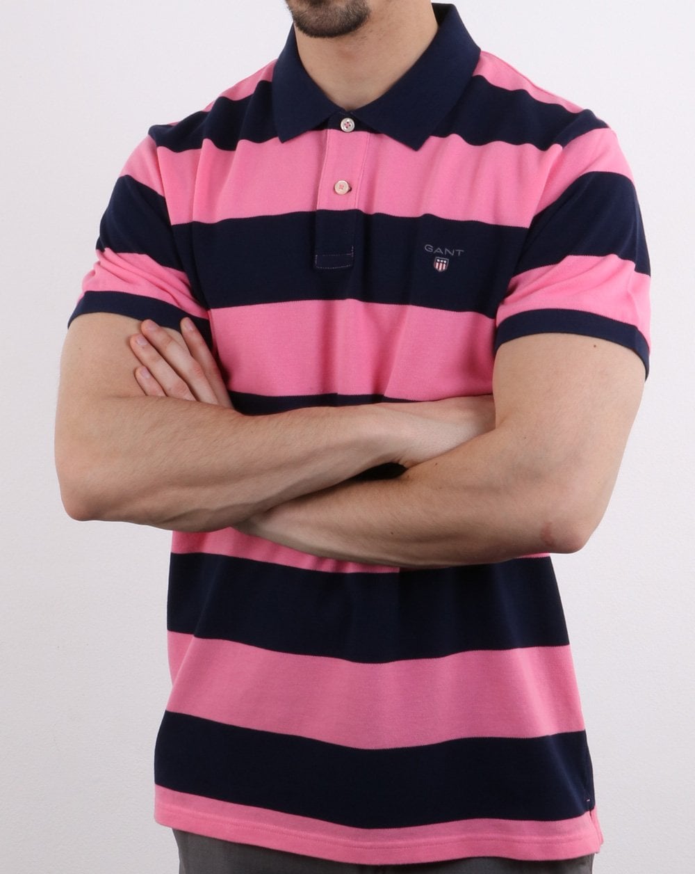 Gant Barstripe Pique Rugger Pink und Marine