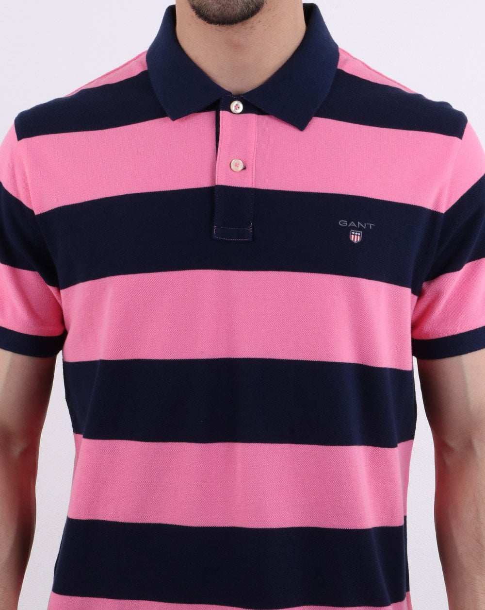 Gant Barstripe Pique Rugger Pink und Marine