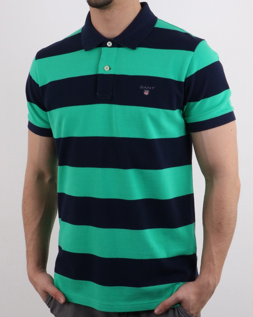 Gant Barstripe Pique Rugger Marineblau und Grün