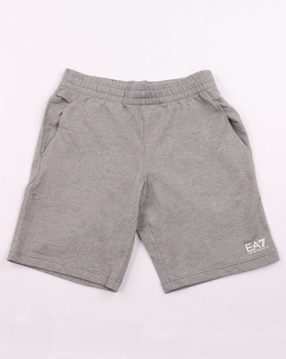Emporio Armani – EA7 – Core-Fleece-Shorts mit Logo in Grau