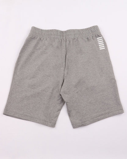 Emporio Armani – EA7 – Core-Fleece-Shorts mit Logo in Grau