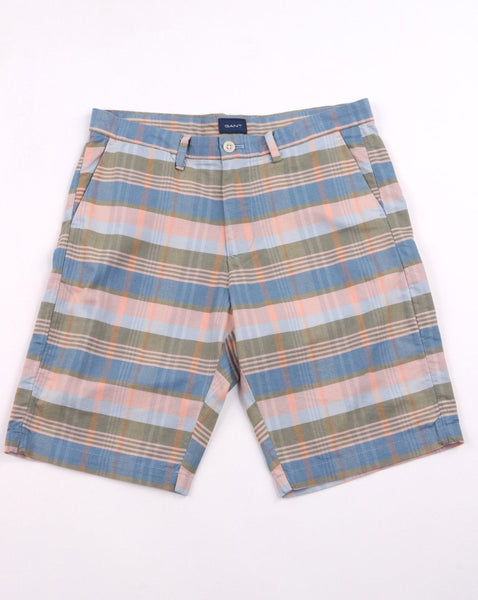 Gant Stripe-check Bermuda Short Mid Blue