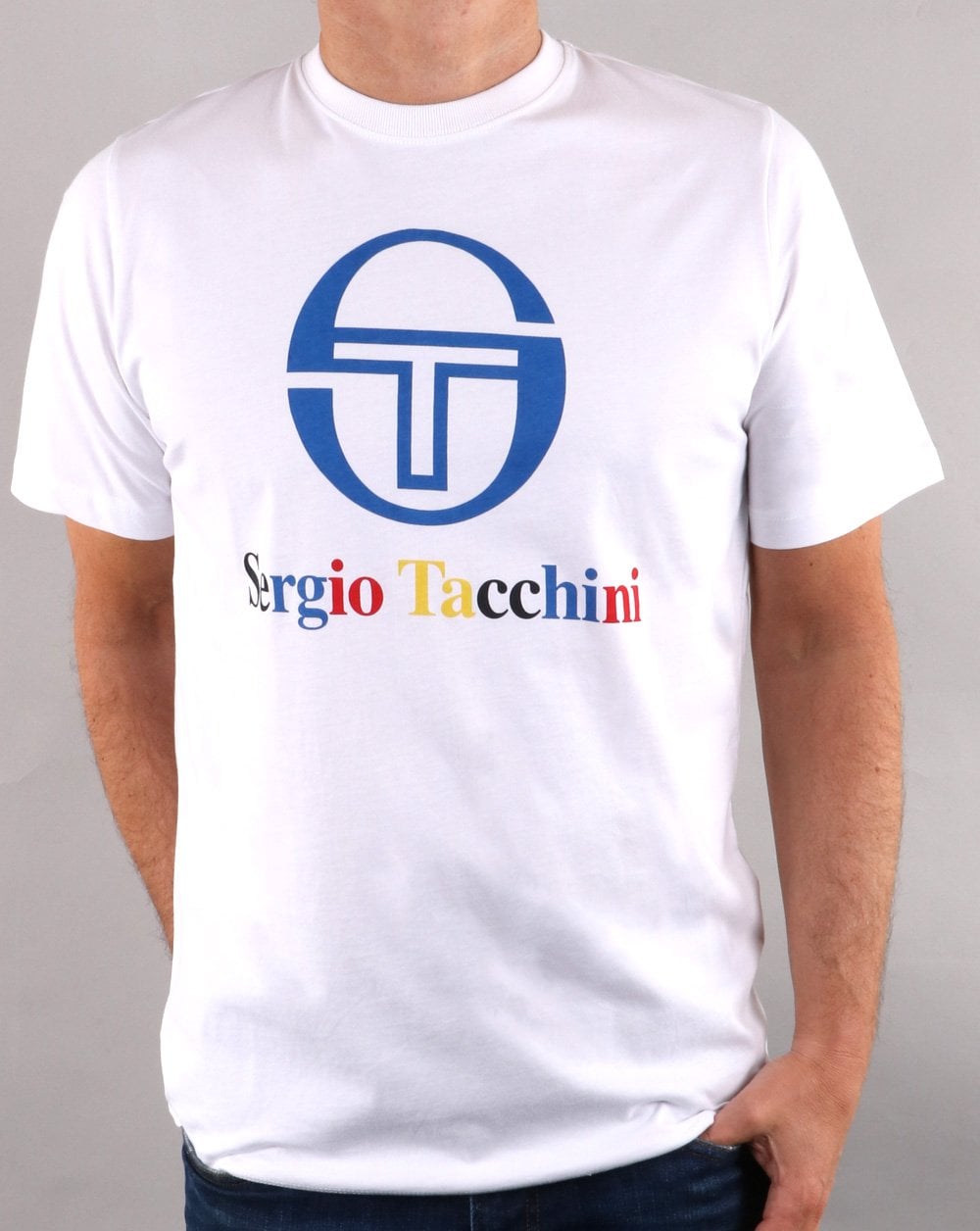Sergio Tacchini T-Shirt mit mehreren Logos Weiß/Mehrfarbig