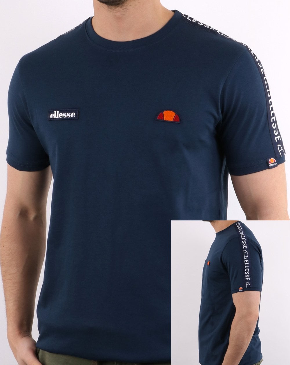 Ellesse – T-Shirt „Fede“ mit Taping in Marineblau