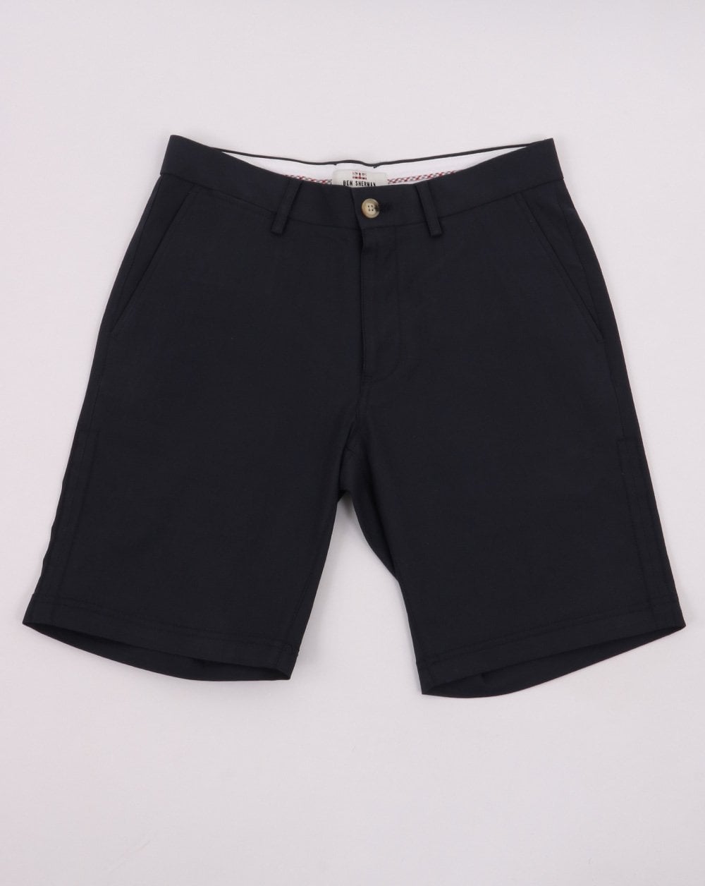 Ben Sherman – Schmale Stretch-Chinoshorts in Dunkelmarineblau